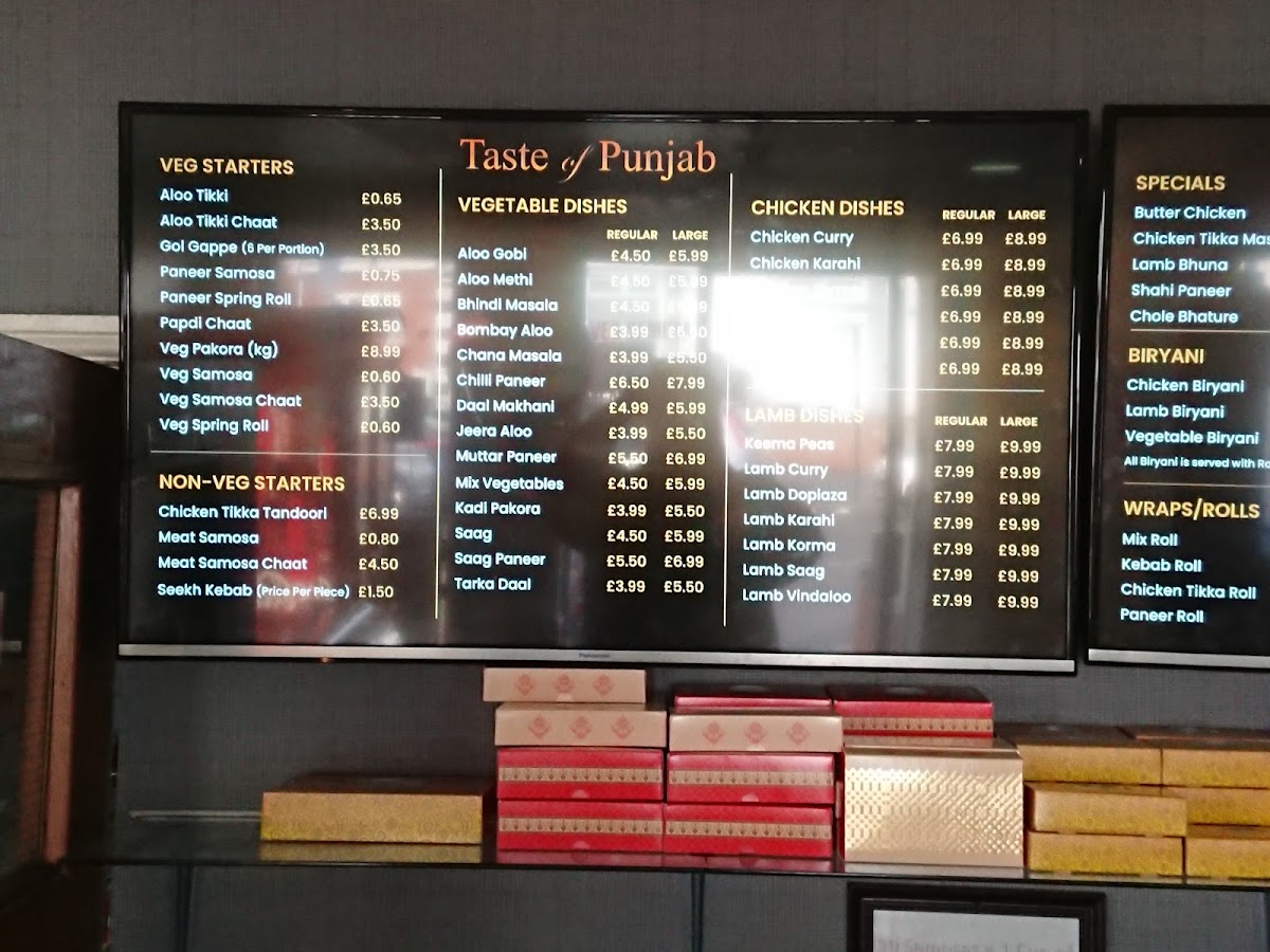 Taste of Punjab Southall Menu - Image 1